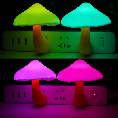 AUSAYE 4 Pack Plug in Night Light Sensor Light, Color Changing Mushroom Light LED Nightlights for