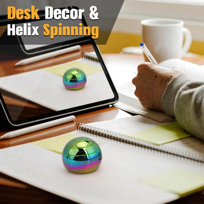 Luminous Kinetic Spinning Desk Toys, Metal Full Body Optical Illusion Fidget Spinner Ball, Glow in