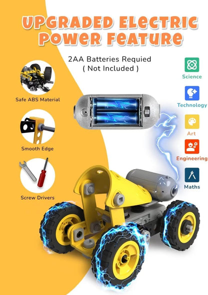 STEM Toys for 5-8 Year Old Boys, 10-in-1 Electric Toy Building Blocks for Kids Ages 4-8 Educational