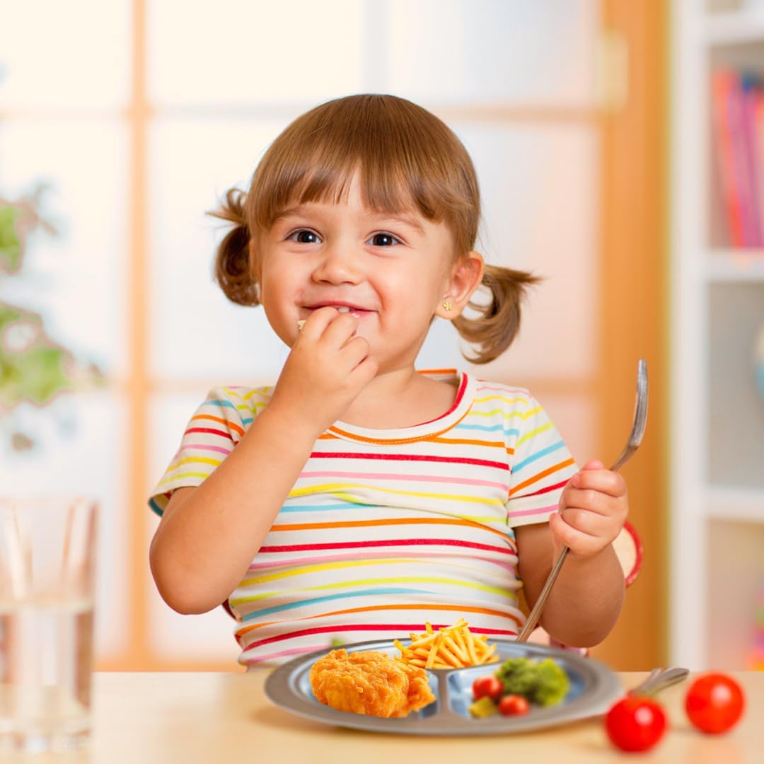 Stainless Steel Plates for Kids, Toddler Plate, Non Toxic Baby Dinnerware, BPA-Free Feeding Tray