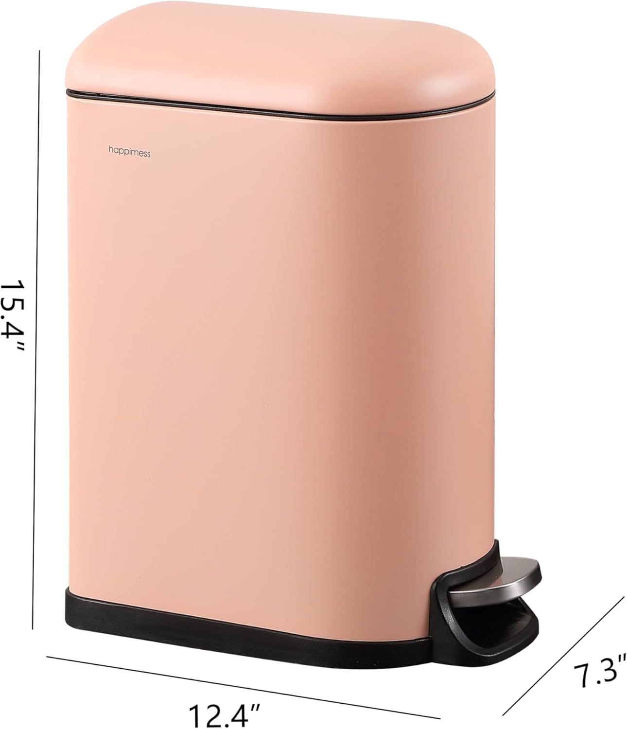 happimess HPM1009G Roland Mini 2.6-Gallon Step-Open Trash Can, Flamingo Pink,with Soft-Close Lid