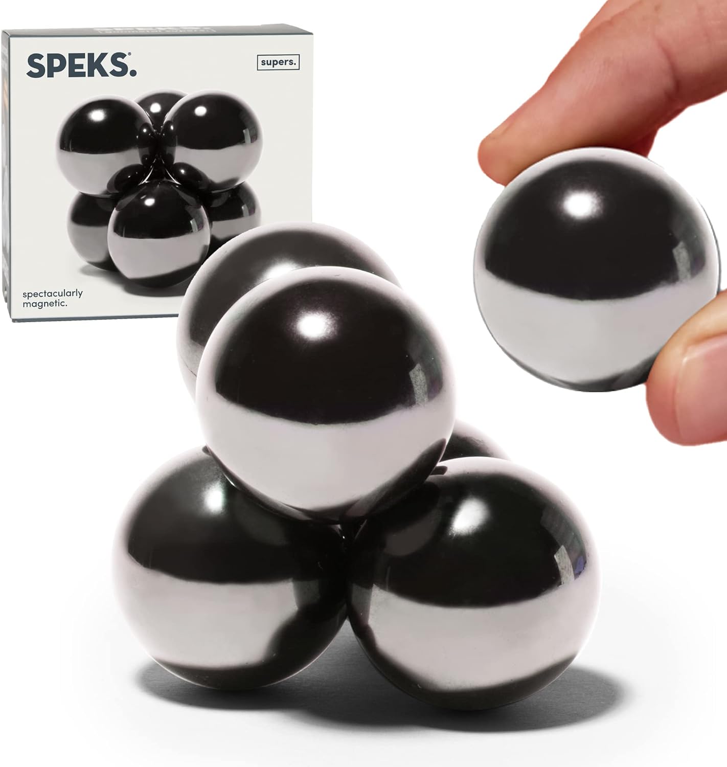 Speks Supers, 33mm Magnets Balls Fidget Toys for Adults, Set of 6, Great Office Desk Decorations