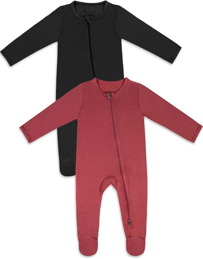Jimonda Bamboo Baby Pajamas,Unisex Boys Girls One-Piece Footies,Long Sleeve Sleepers 2-Way Zip