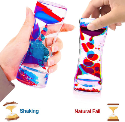 Liquid Motion Bubbler Sensory Toys, 12 Pack Liquid Timer Desktop Colorful Hourglass Liquid Bubbler
