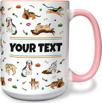 Personalized Mug for Kids - Dogs - Custom Name/Text, Ceramic Hot Chocolate/Cocoa/Coffee Cup for
