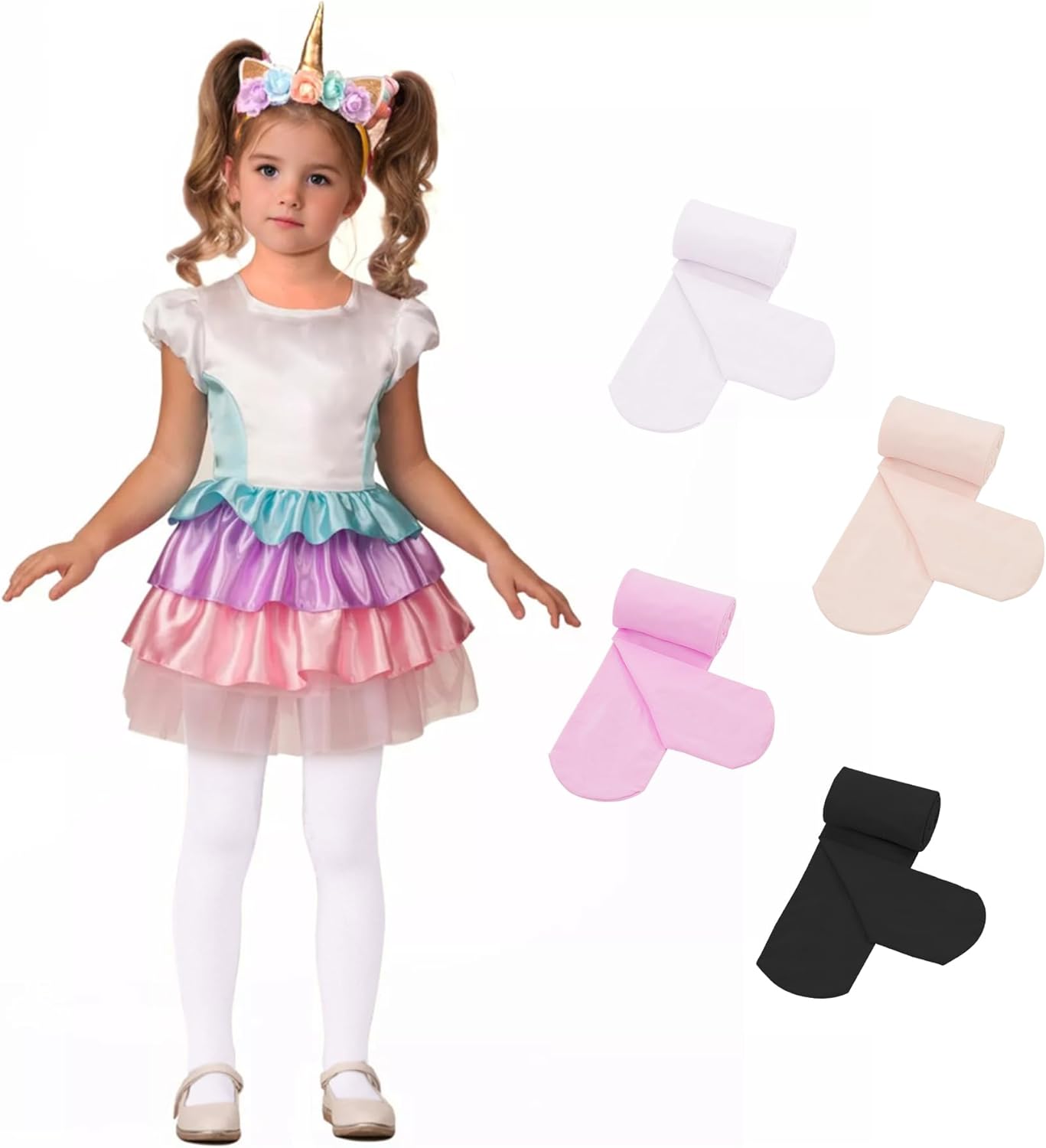 Zando 4 Pairs Tights for Girls Ultra Soft Velvet Dance Tights for Girls Ballet Gymnastics School