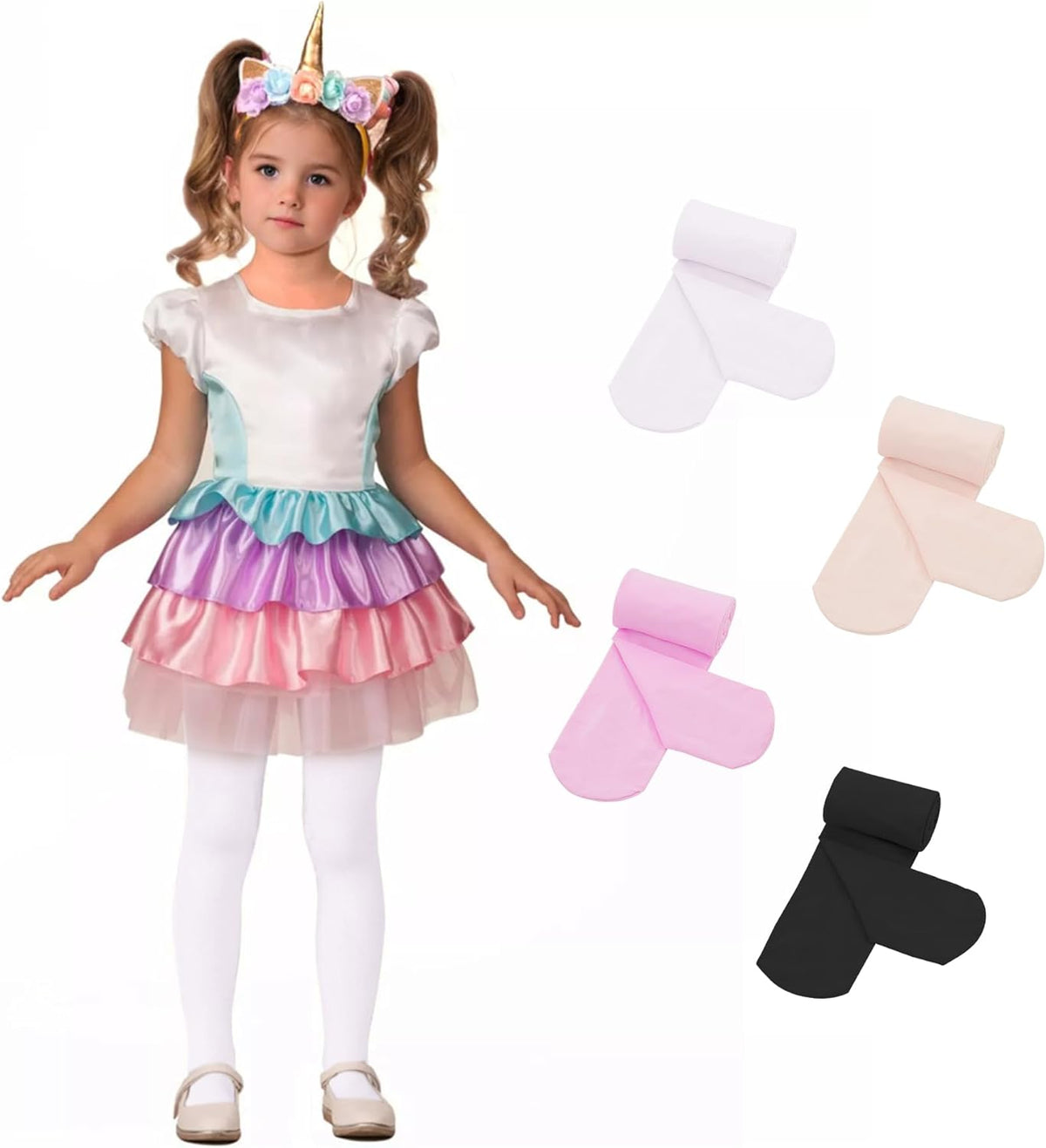 Zando 4 Pairs Tights for Girls Ultra Soft Velvet Dance Tights for Girls Ballet Gymnastics School