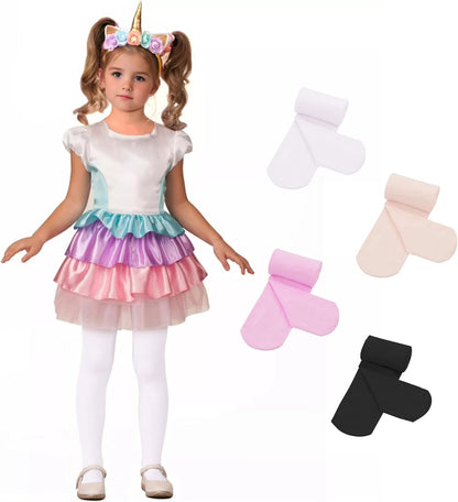 Zando 4 Pairs Tights for Girls Ultra Soft Velvet Dance Tights for Girls Ballet Gymnastics School