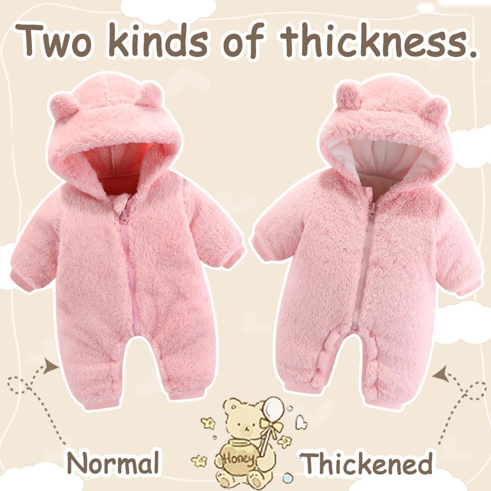 UVIPC Baby Newborn Bear Outfit Fleece Snowsuit Winter Clothes Hooded Jumpsuit Romper for Baby boy