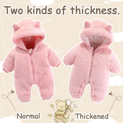 UVIPC Baby Newborn Bear Outfit Fleece Snowsuit Winter Clothes Hooded Jumpsuit Romper for Baby boy
