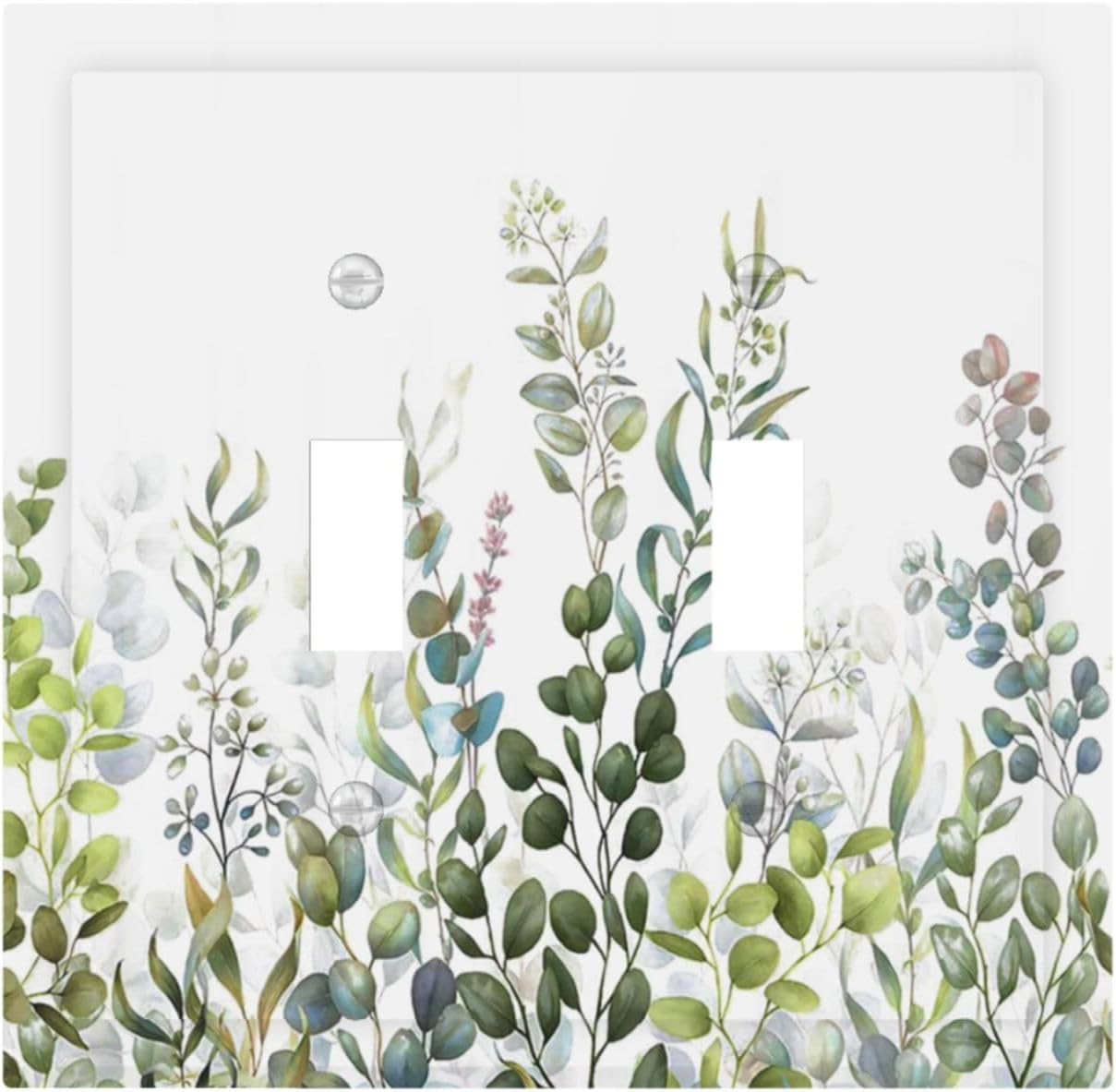 Green Eucalyptus Leaf Plant Herbs Springnature Decorative Switch Plates 2 Gang Double Toggle Outlet