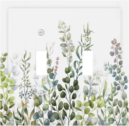 Green Eucalyptus Leaf Plant Herbs Springnature Decorative Switch Plates 2 Gang Double Toggle Outlet