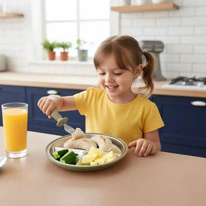 PandaEar 8PCS Baby Feeding Set | Stainless Steel Suction Plates and Bowls with Silicone Fork and