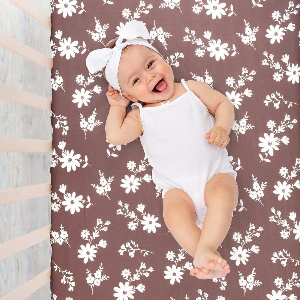 4 Pack Baby Girl Pack N Play Mini Crib Sheets Set Soft Fitted Floral Theme Baby Girl Mattress