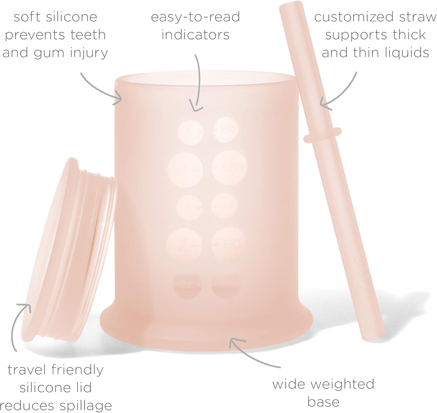Olababy Silicone Training Cup with Straw Lid | Babies Water Drinking Cup | 6+ Mo Infant To 12-18