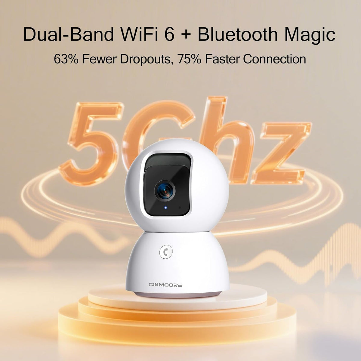 3K Pet/Dog Camera Indoor w/Phone App, No Monthly Fee 64GB Local Storage & AI Tracking Face ID