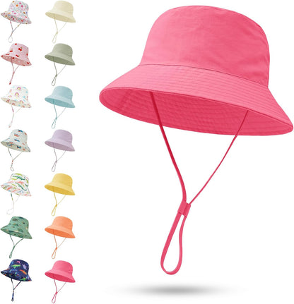 Baby Sun Hat 0-6 Years Toddler Boys Girls Adjustable Bucket Hats Kids Bucket Hats UPF 50+ Wide Brim