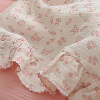BuLuTu Cotton Muslin Kids Toddler Pillowcase with Galsang Flowers Print, Shabby Chic Nursery