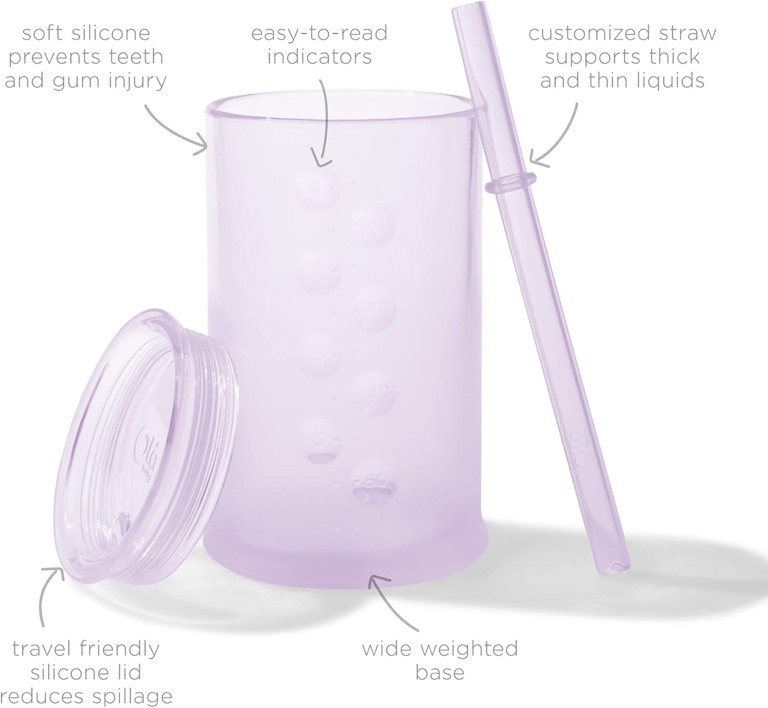 Olababy Clear View Silicone Training Cup with Straw Lid | Toddler Sippy Trainer 12mo+ | Unbreakable