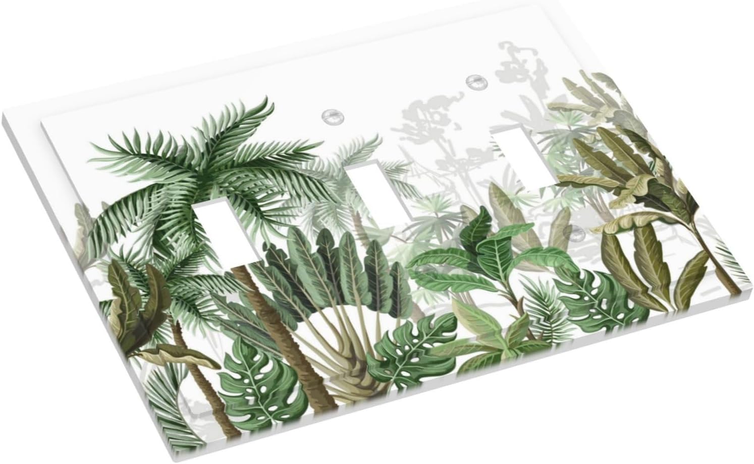Palm Tree Banana Leaf Green Rainforest Natural Landscape Decorative Switch Plates 3 Gang Wall Plate