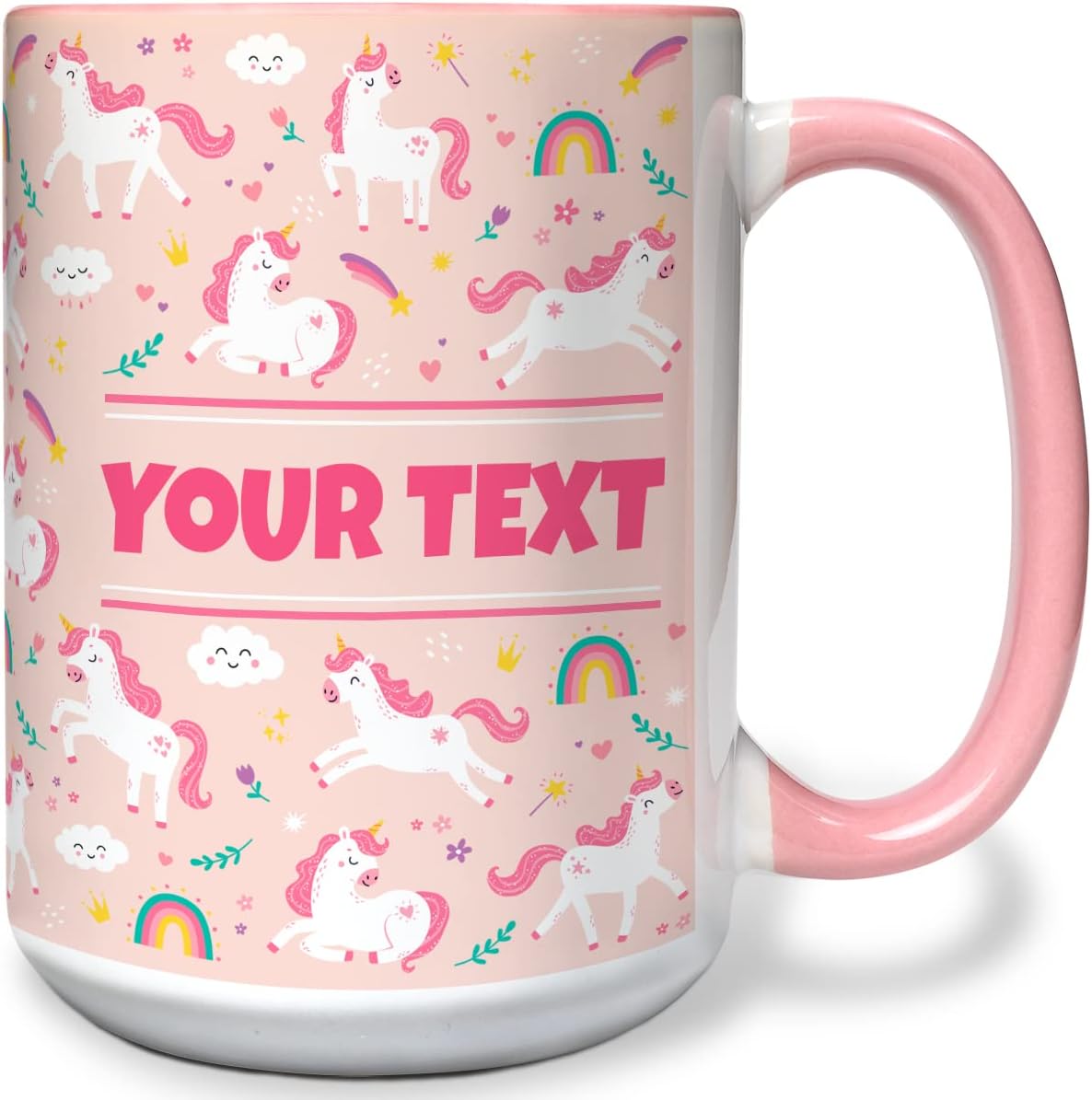 Personalized Mug for Kids - Pink Unicorn - Custom Name/Text, Ceramic Hot Chocolate/Cocoa/Coffee Cup