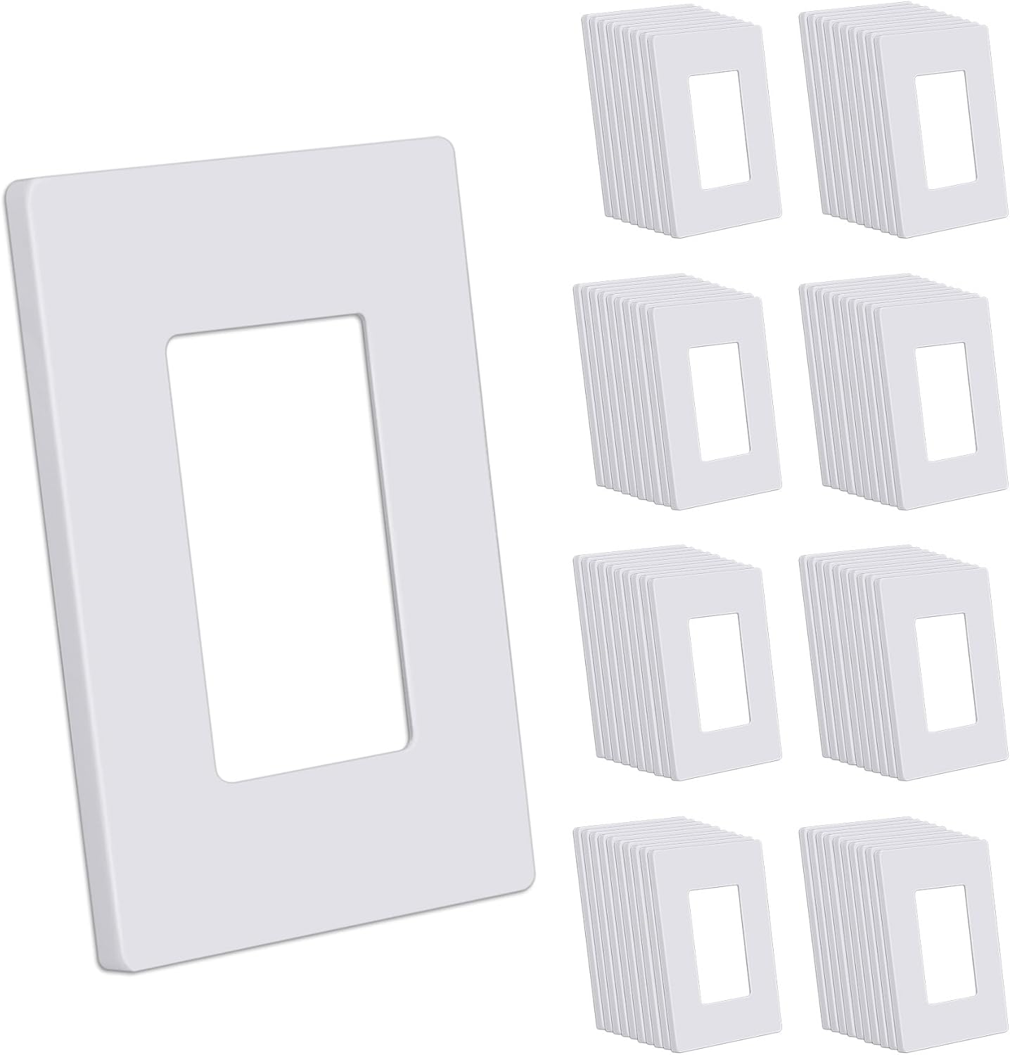 CML Screwless Decorator Wall Plates, 80 Pack 1-Gang Light Switch Covers, Single Decor Receptacle