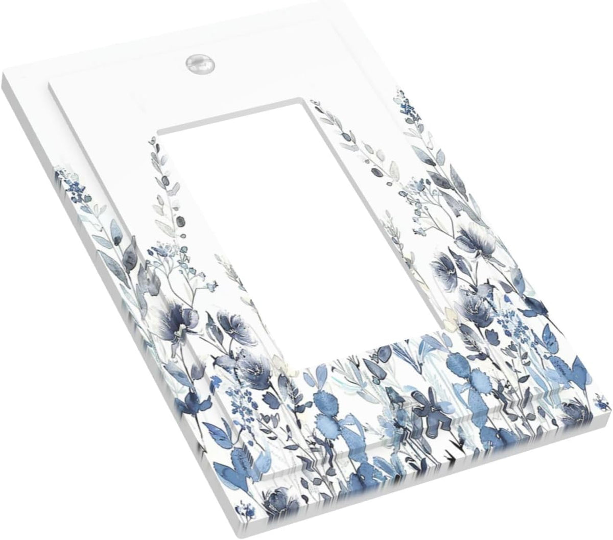 Decorative Outlet Covers Light Blue Watercolor Leaves Plant With Floral 1 Gang Single Rocker Light