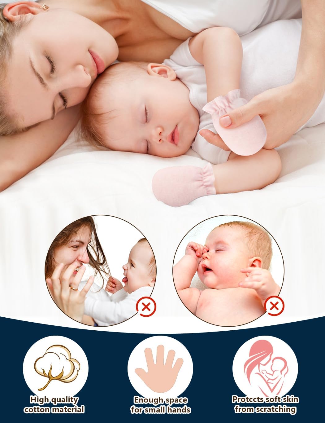 Cute Baby Mittens Newborn, No Scratch Baby Boy Mittens, Baby Girl Hat Gloves for Toddlers, Infant
