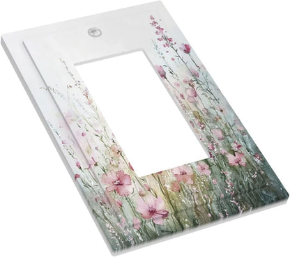 Decorative Outlet Covers Wildflower Botanical Watercolor Floral 1 Gang Single Rocker Light Switch