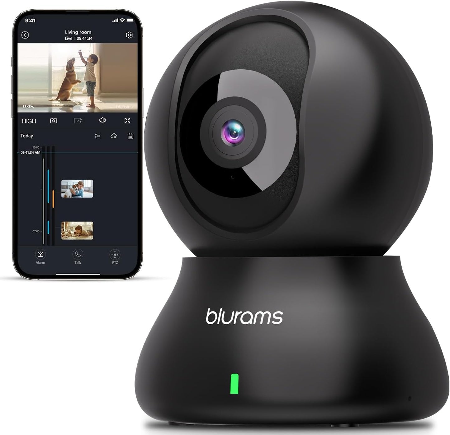 blurams Security Camera, 2K Indoor Camera 360° Pet Camera for Home Security with Phone App, Motion