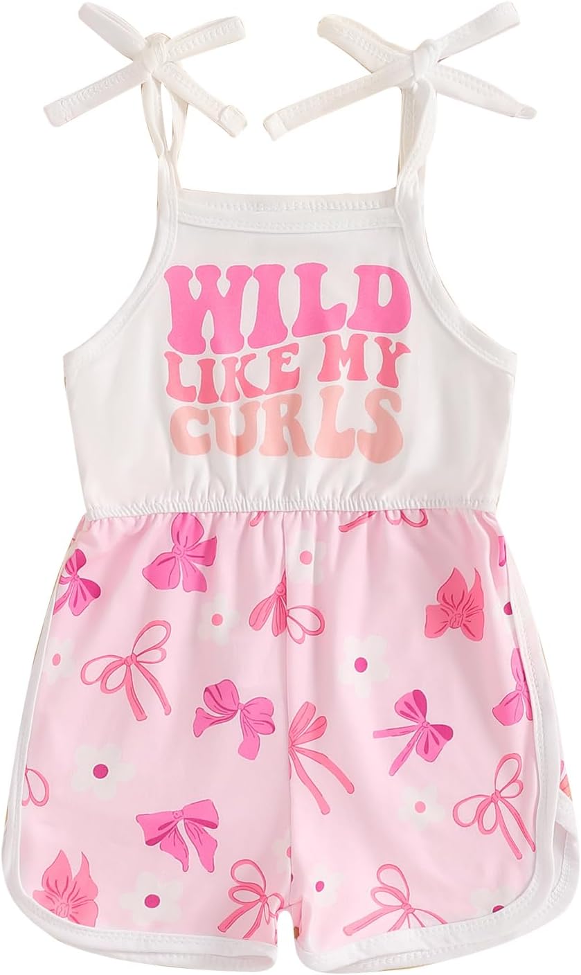 WZTYYDS Toddler Baby Girl Summer Clothes Floral Romper Tie-Up Strap Halter Jumpsuit Infant Summer