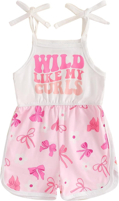 WZTYYDS Toddler Baby Girl Summer Clothes Floral Romper Tie-Up Strap Halter Jumpsuit Infant Summer