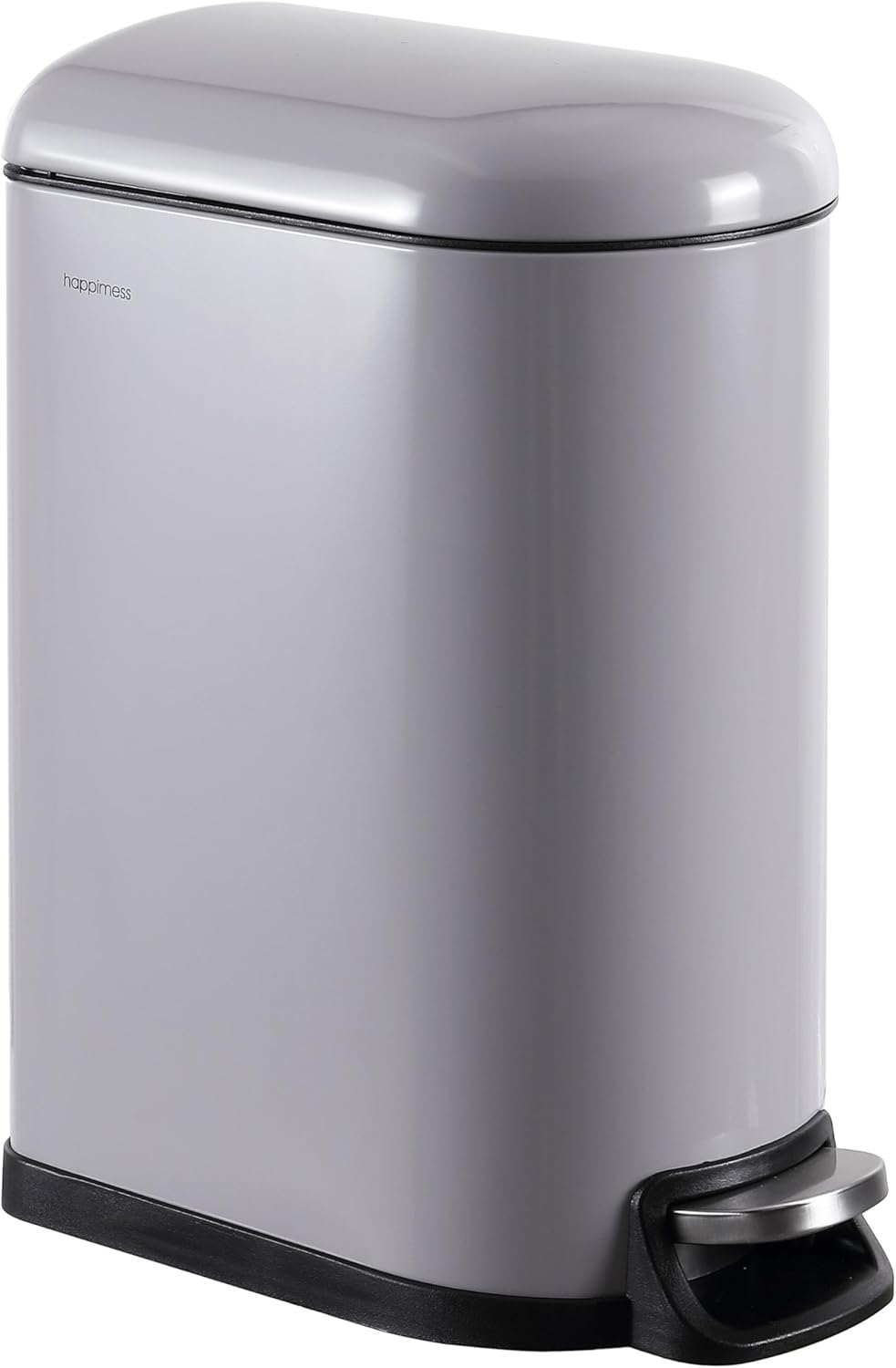 happimess HPM1009I Roland Mini 2.6-Gallon Step-Open Trash Can, Fog Gray,with Soft-Close Lid