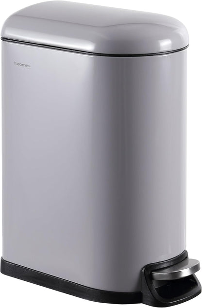 happimess HPM1009I Roland Mini 2.6-Gallon Step-Open Trash Can, Fog Gray,with Soft-Close Lid
