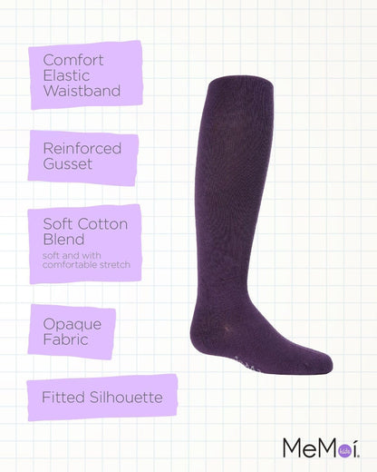 MeMoi Soft Pima Cotton Tights for Girls, Soft and Lightweight Opaque Tights for girls - Sizes 8 to