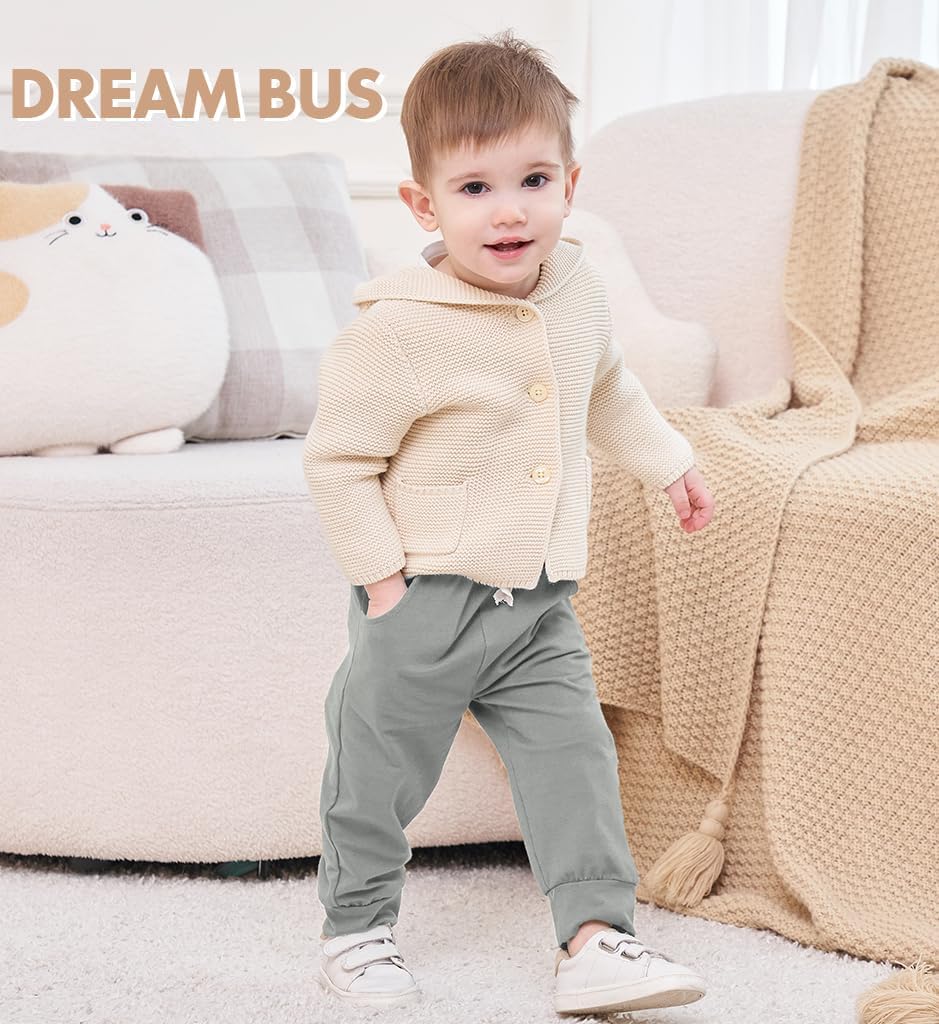 DREAM BUS Pack of 3 Toddler Jogger Pants with Pocket Toddler Boy Sweatpants Baby Boy Pants Infant