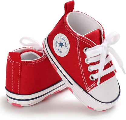Unisex Baby Girls Boys Canvas High-top Shoes, Newborn Infant Anti-Slip Soft Sole Frist Walking