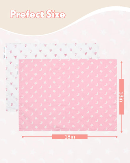 ALVABABY Toddler Pillowcases Fits 14x20in,13x18in Kids Cotton Baby 2 Packs Envelope Kids Pillow