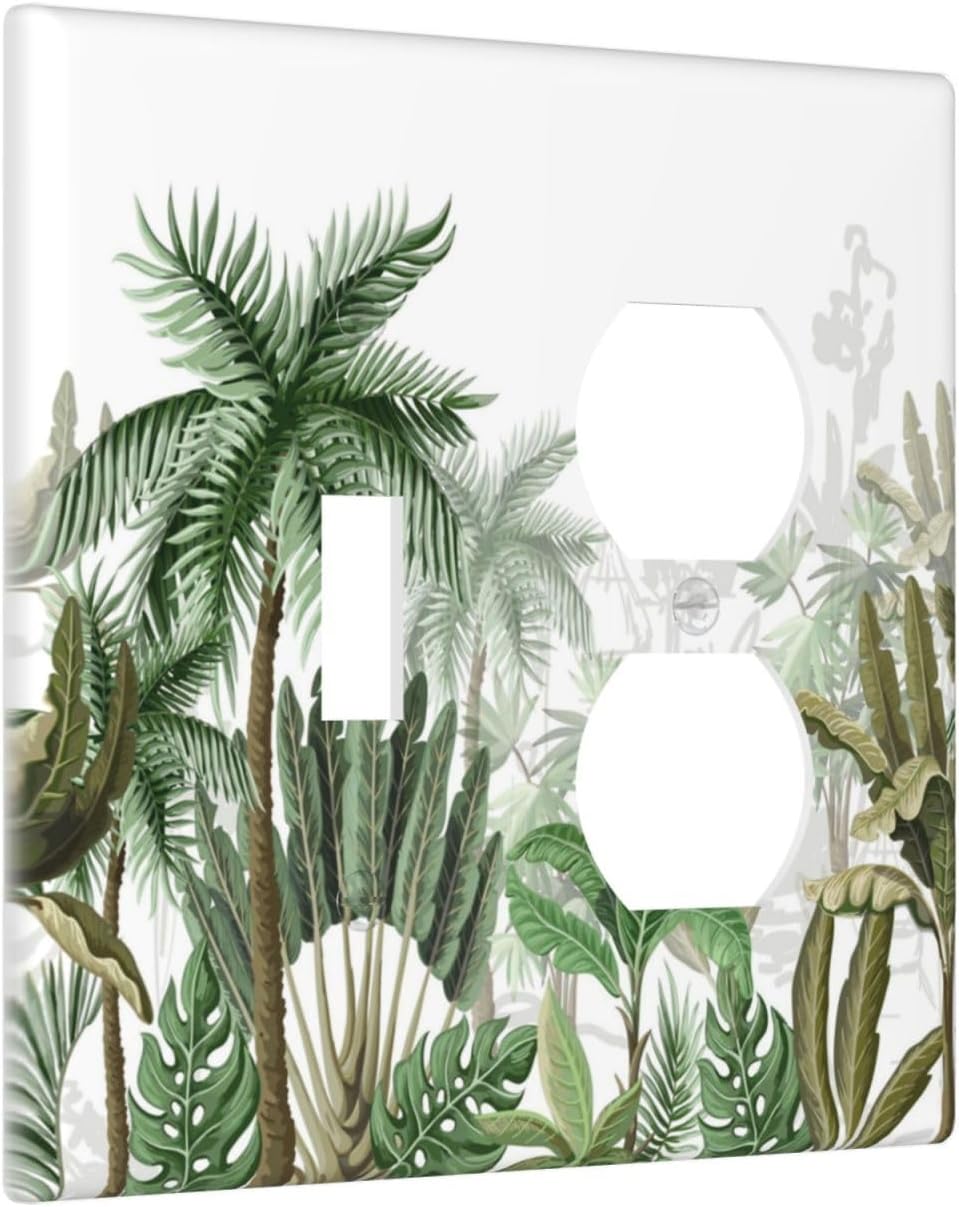 Palm Tree Banana Leaf Green Rainforest Natural Landscape Wallplates 1 Toggle 1 Duplex Switch Plate