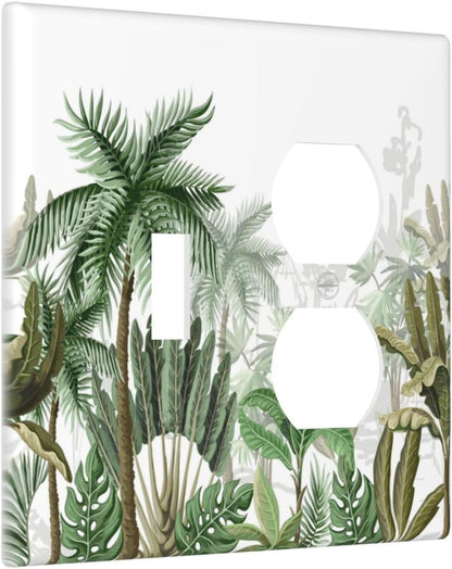 Palm Tree Banana Leaf Green Rainforest Natural Landscape Wallplates 1 Toggle 1 Duplex Switch Plate