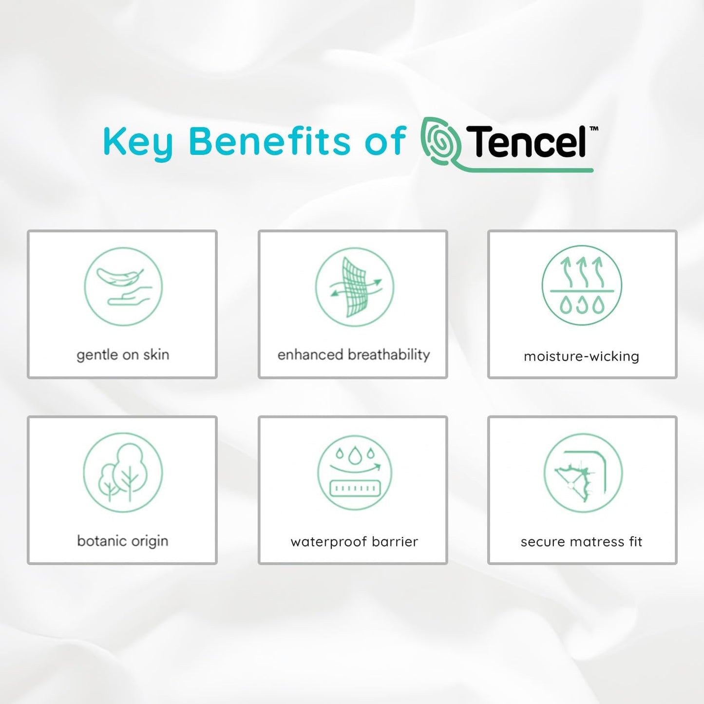 PUREgrace Tencel Mattress Protector (Queen) – Waterproof, Noiseless Cover, Soft and Breathable with