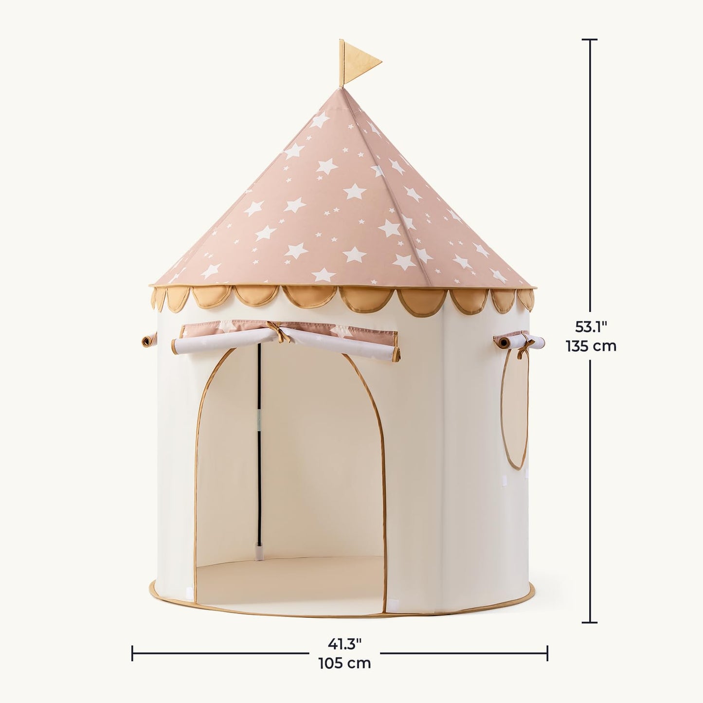 Tiny Land Kids Play Tent, Khaki Castle Pop Up Tent for Kids Indoor