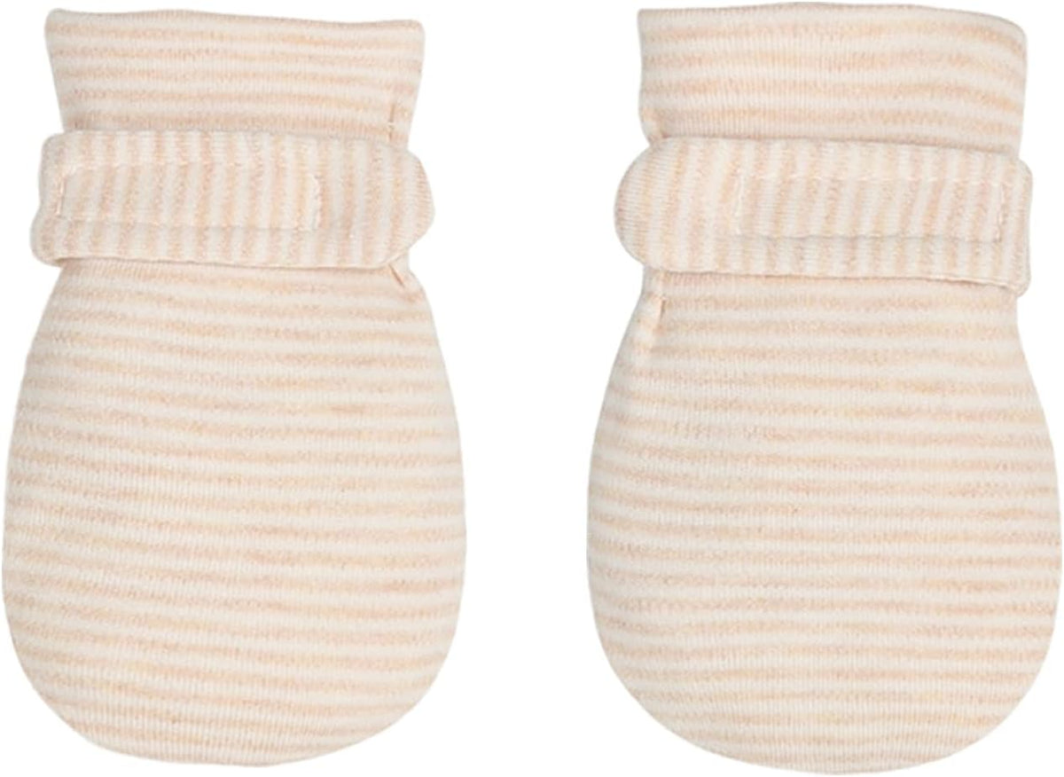 Newborn Baby No Scratch Mittens Stay On, 100% Cotton Breathable, Adjustable Infant Gloves for Baby