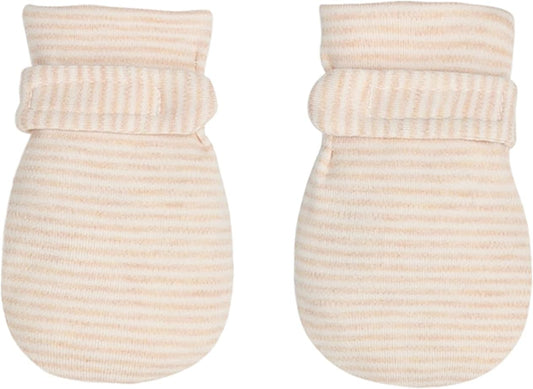 Newborn Baby No Scratch Mittens Stay On, 100% Cotton Breathable, Adjustable Infant Gloves for Baby