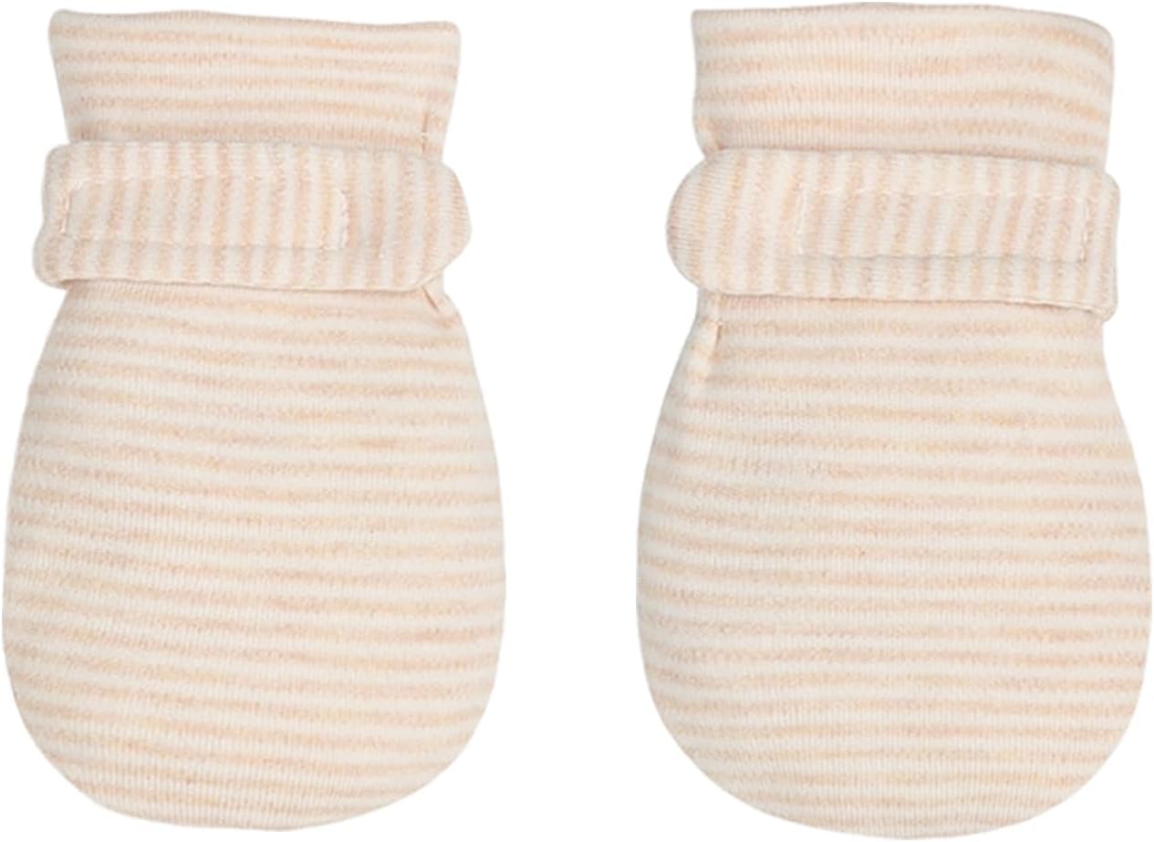 Newborn Baby No Scratch Mittens Stay On, 100% Cotton Breathable, Adjustable Infant Gloves for Baby