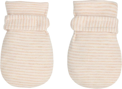 Newborn Baby No Scratch Mittens Stay On, 100% Cotton Breathable, Adjustable Infant Gloves for Baby