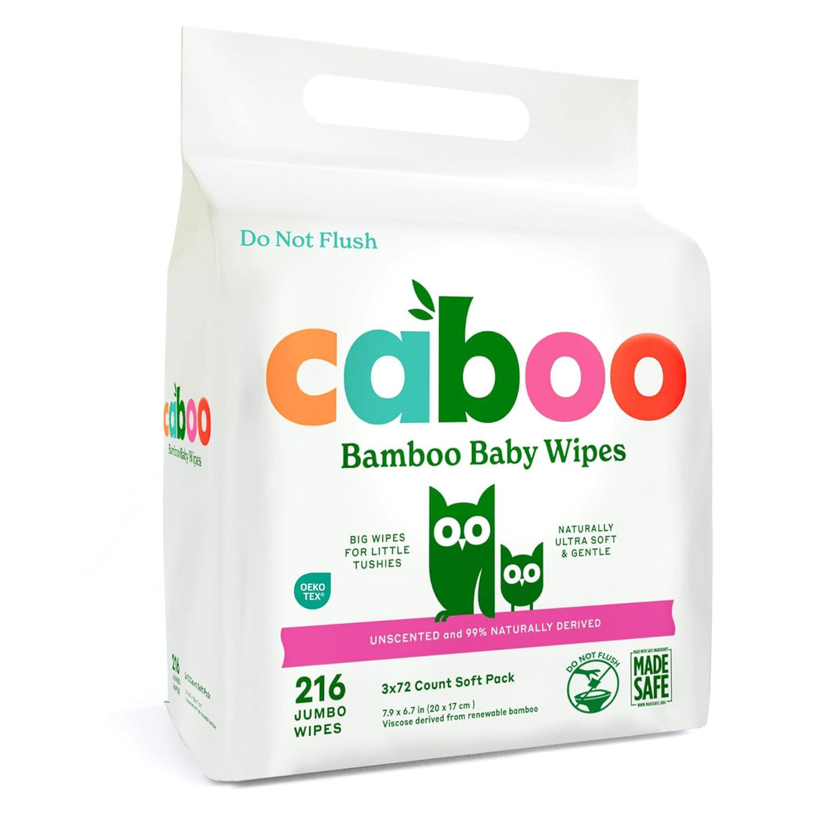 Caboo Baby Wipes, Made with Bamboo Viscose, Certified Made Safe Ingredients, Unscented Baby Wipes