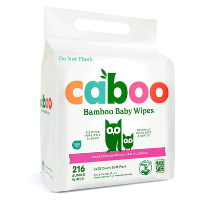 Caboo Baby Wipes, Made with Bamboo Viscose, Certified Made Safe Ingredients, Unscented Baby Wipes