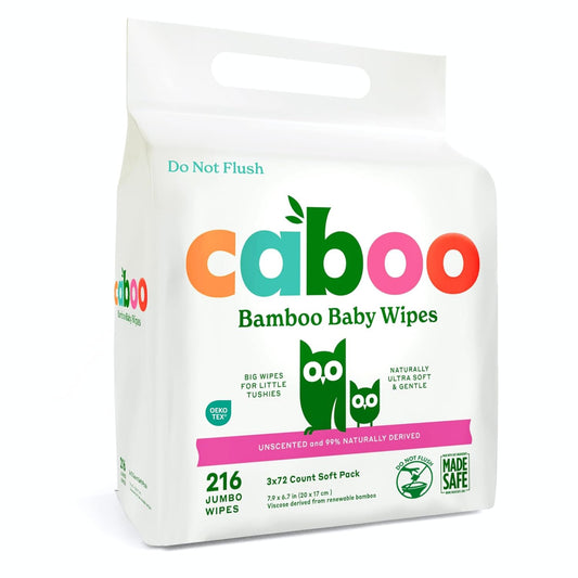 Caboo Baby Wipes, Made with Bamboo Viscose, Certified Made Safe Ingredients, Unscented Baby Wipes