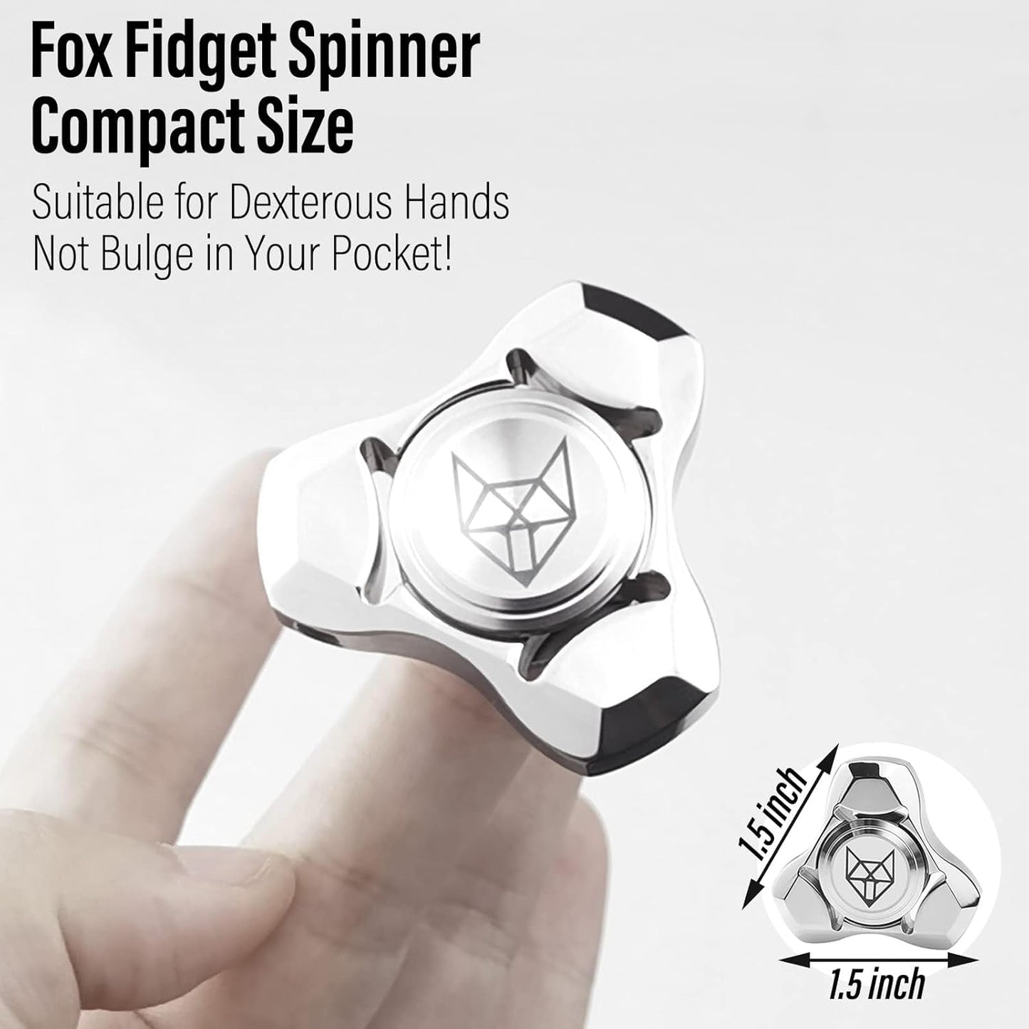 FREELOVE Metal Fidget Spinner for Adults, Stainless Steel Heavy Spinning Toys, Small Mini Fox Hand